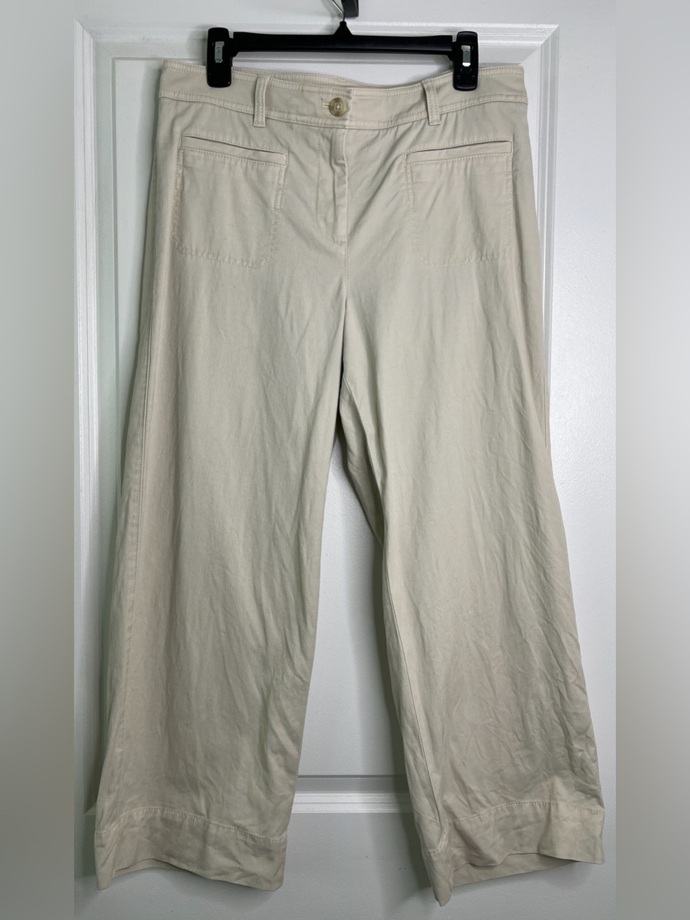 Talbots Women's Patch Pocket Wide Leg Pants Beige Cotton Modal Blend Size 10P